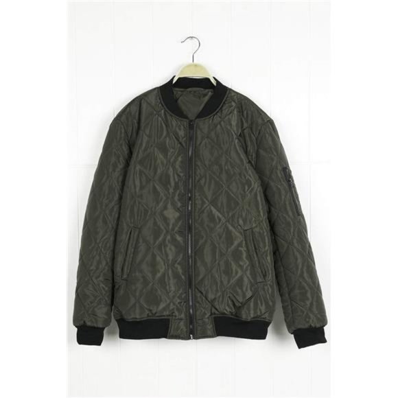 Mens Diamond Quilted Jackets Bomber Varsity Winter Fall Chunky Coats Outwear - Picture 6 of 7